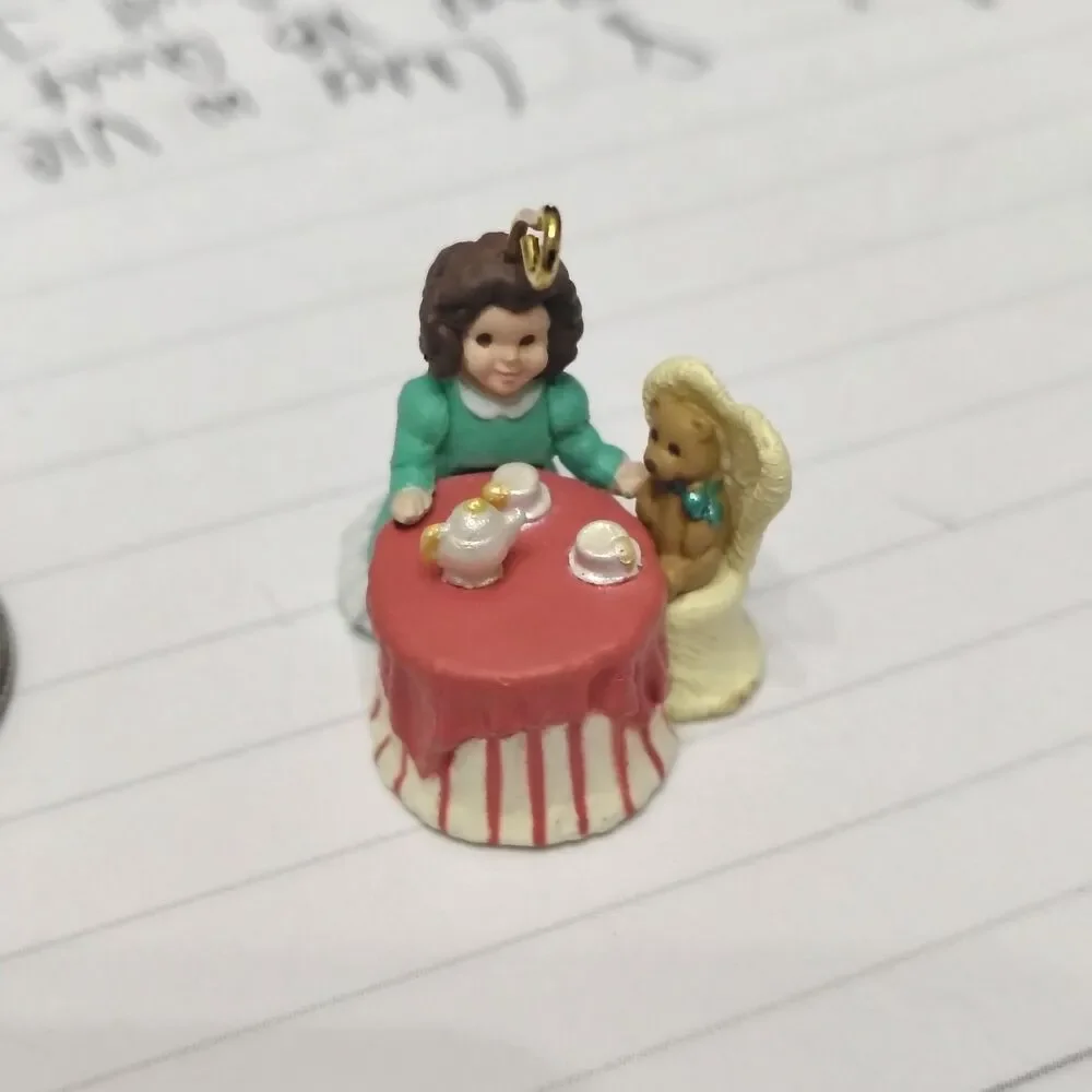 VTG Hallmark Miniature Ornament- Tea with Teddy, 1994